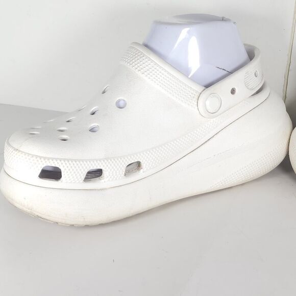 Crocs Women's Mega Crush US7 Triple White Platform Wedge Classic Clogs Sandals - Picture 6 of 16